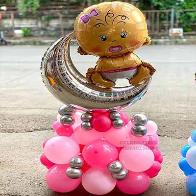 Pink Theme Baby Girl Balloon Bouquet